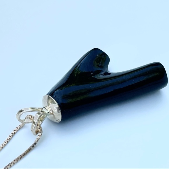 14k solid gold chain. Black coral gemstone - Picture 4 of 4